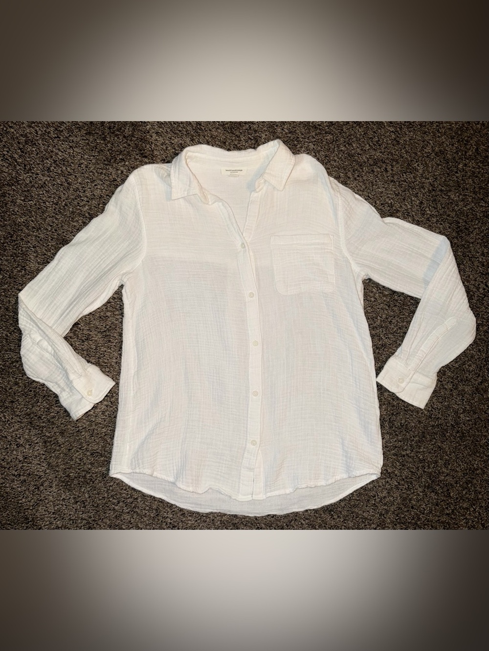 beachlunchlounge 100% Cotton white Gauze Button-Down Shirt - Picture 7 of 15